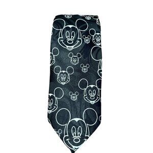 Disney Mickey Neutral Tie 58" Black Theme Park Classic Chic Retro